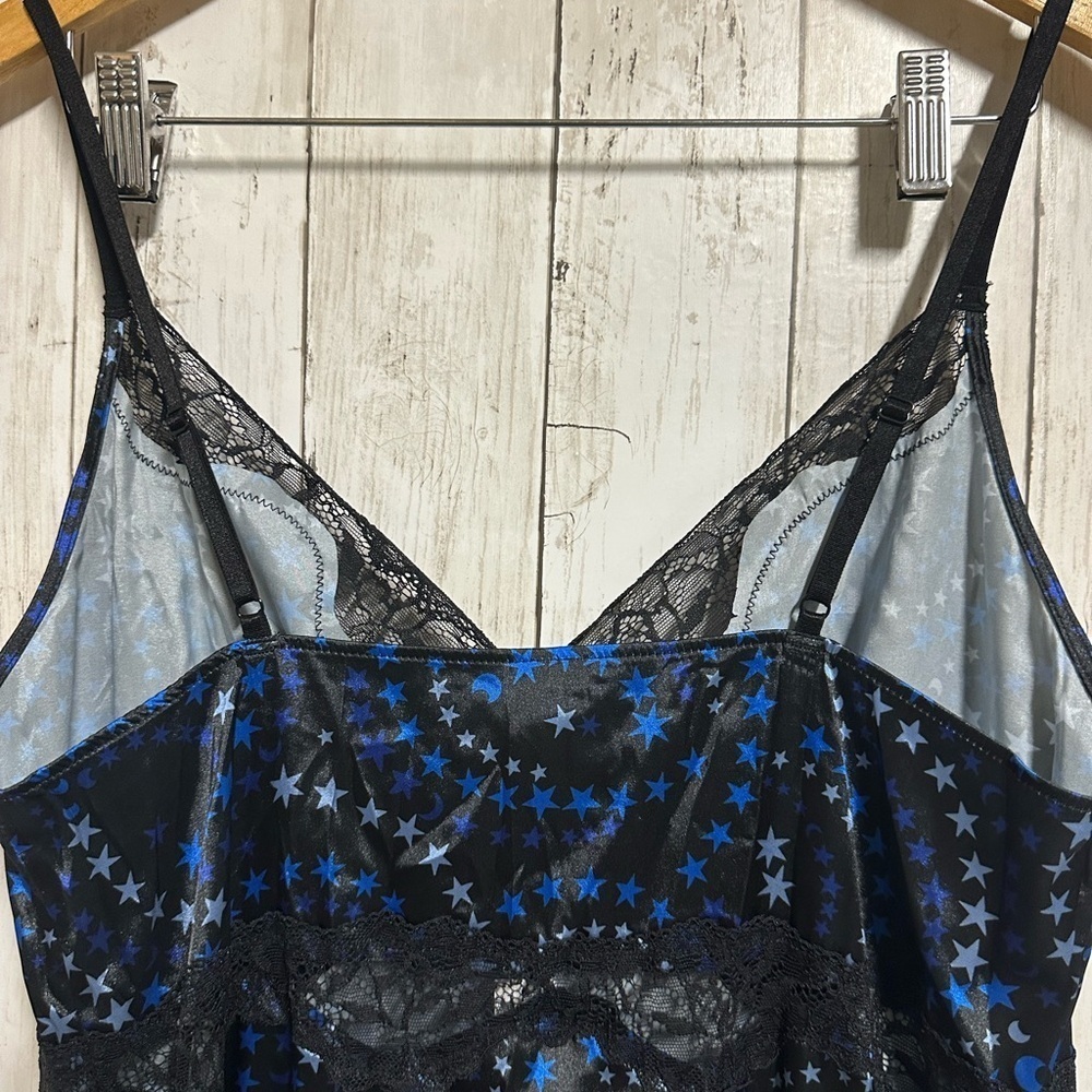 Adore Me Black & Blue Satin Nightgown Size L - Picture 5 of 7